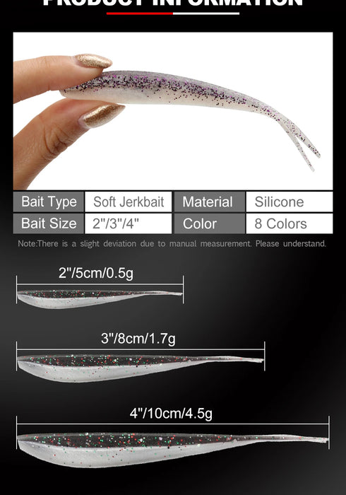 Spinpoler 2" 3" 4" Soft Fishing Lures Jerk Minnow Shad Drop Shot Soft Bait Swimbait Split Tail for Bass Trout Pike Walleye Pesca